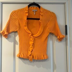 BCBGeneration neon orange button up top
